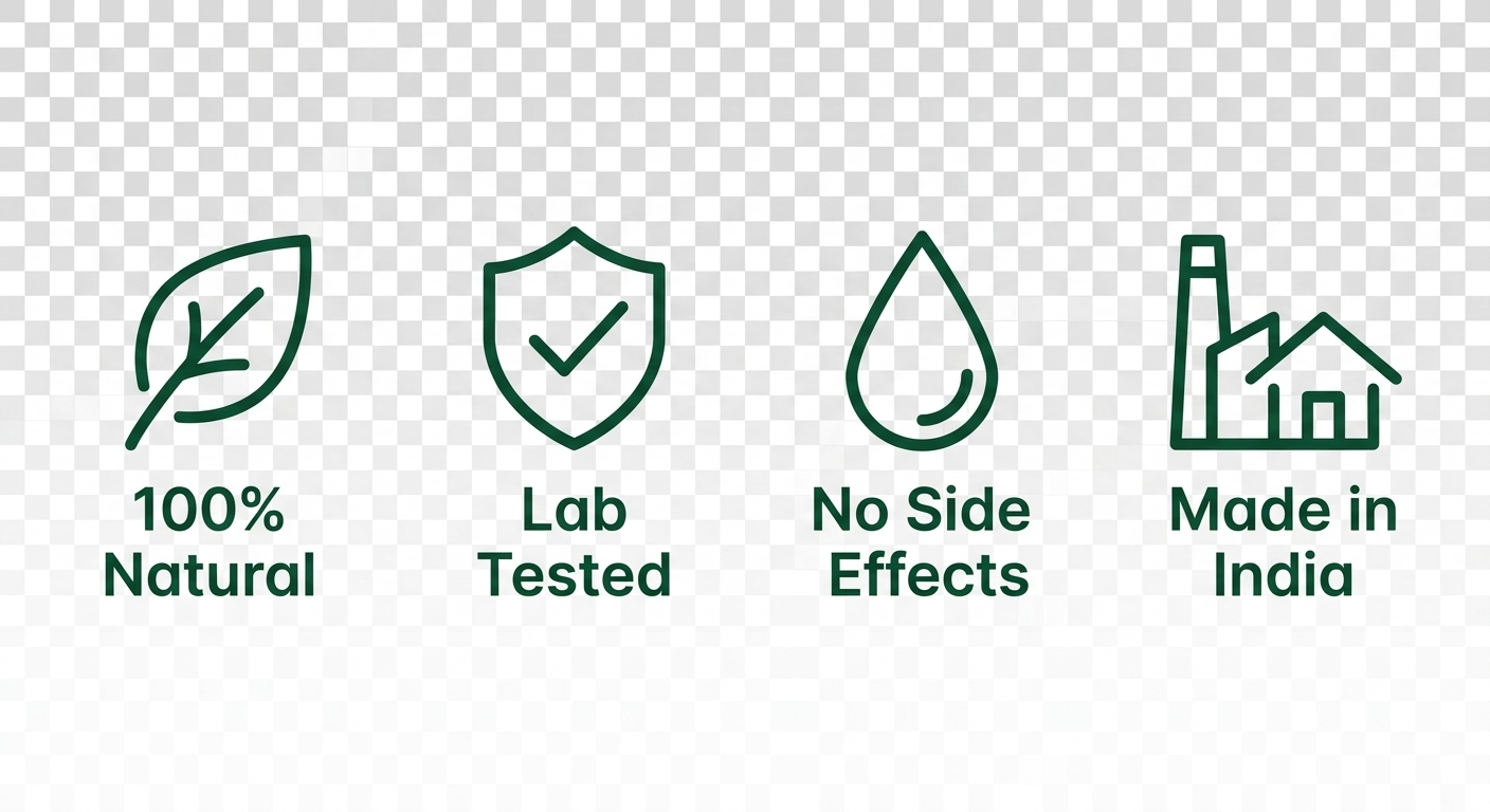 100% Natural, Lab Tested, No Side Effects, Made in India